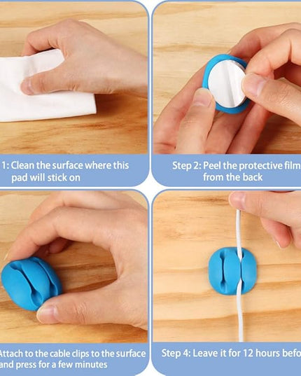 Shintop Cable Clips, 16 Pack Colorful Cord Holders Self Adhesive Cable Management Desk Wire Clips for All Your Computer, Electrical, Charging or Mouse Cord