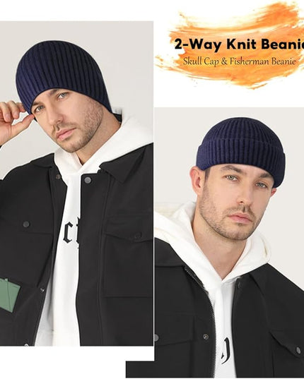Heniho Winter Wool Beanies for Men Women, Warm Plain Toboggan Hats Ski Running Knit Skull Cap