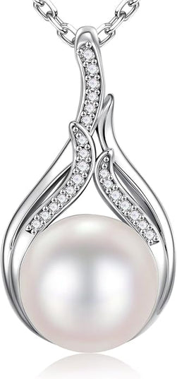 Iefil 10-11mm Tahitian Black Pearl & Freshwater Pearl Necklace - S925 Sterling Silver Pearls Necklace, Anniversary Birthday Gifts for Women Wife Girlfriend Mom