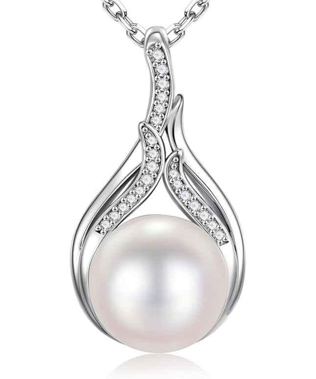 Iefil 10-11mm Tahitian Black Pearl & Freshwater Pearl Necklace - S925 Sterling Silver Pearls Necklace, Anniversary Birthday Gifts for Women Wife Girlfriend Mom