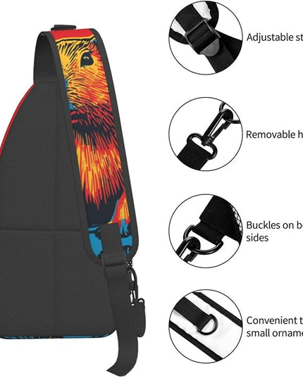 Animal Face Sling Bag Crossbody Bags Chest Bag Backpack for Travel Running and Hiking for Men Women Colorful Capybara