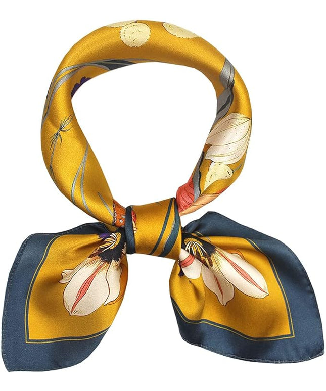 ANDANTINO 100% Real Mulberry Silk Scarf -21'' x 21''- Lightweight Neckerchief –Women Men Small Square Digital Printed Scarves