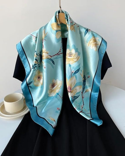 Julunar Silk Like Head Scarf for Women - Satin Large Hair Scarves - 35" Square Silk Hair Wrap for Sleeping with Gift Packed
