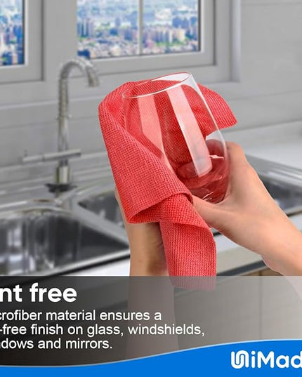 Shop Towels Rags, 50 Pack Reusable Shop Rags Bulk Microfiber Cleaning Cloth Lint Free Cleaning Towels for Car Kitchen Automotive Bar Mechanic Restaurant Garage, 11.5"x 11.5", Red