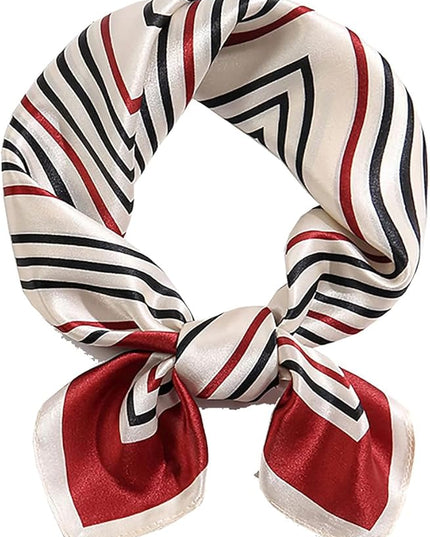 ANDANTINO 100% Pure Mulberry Silk Small Square Scarves -21'' x 21''- Digital Printed Neckerchief –Women Men Lightweight Scarf