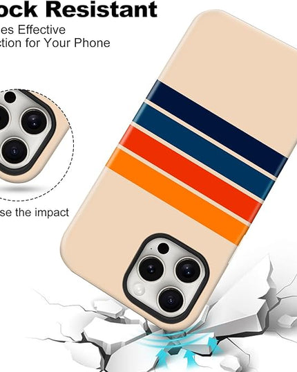Magnetic for iPhone 14 Pro Case Cute Stripes Phone Case, Shockproof Slim TPU and Hard PC Protective Phone Cover Compatible with MagSafe Designed for Women Girls,