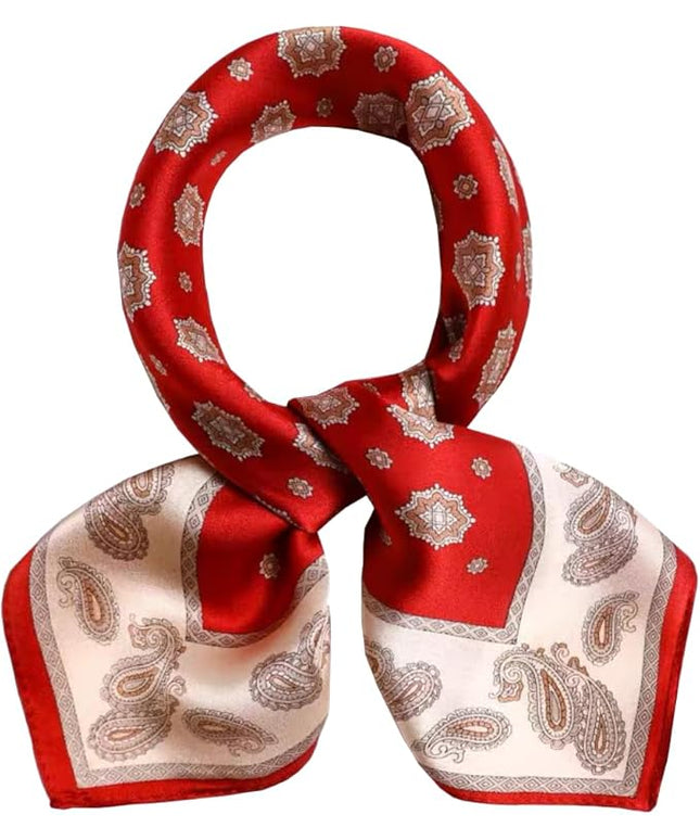 ANDANTINO 100% Pure Mulberry Silk Small Square Scarves -21'' x 21''- Digital Printed Neckerchief –Women Men Lightweight Scarf