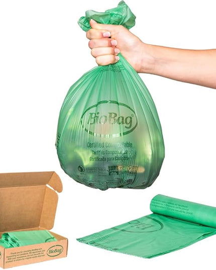 3 Gallon Compostable Food Scrap Bags by BioBag, 100 Count, BPI Certified, Meets ASTM D6400 Standards, Made in USA, Kitchen Trash Bin Liners