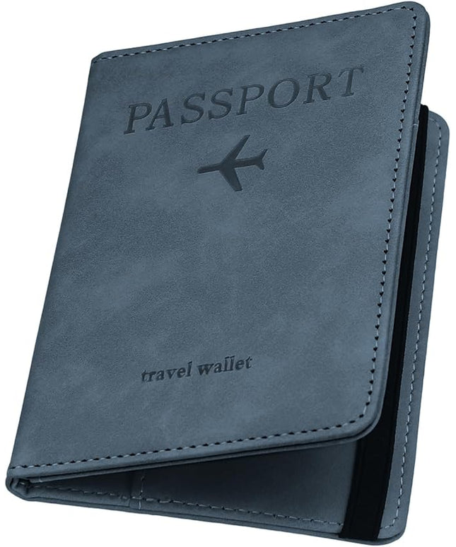 ILIYAH-Passport Cover-Passport Holder Travel Wallet-RFID Blocking Passport Case Travel Accessories Card Holder Wallet Unisex Travel Gifts(Greyish Blue)