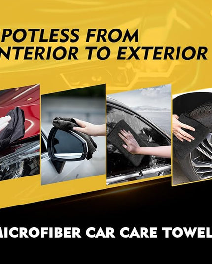 HOMEXCEL Black Microfiber Cleaning Cloth 20 Pack 11.5 x 11.5 inch Microfiber Towels for Cars Ultra Absorbent Car Washing Cloth Lint Free Streak Free Cleaning Rags for Car, Kitchen Window