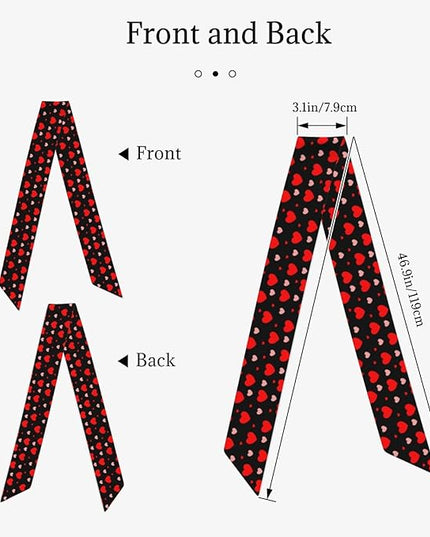 Valentine Red Hearts Bandanas Head Scarf For Women Hair Scarves Accessories Lightweight Fashion Wrap Neck Headscarf