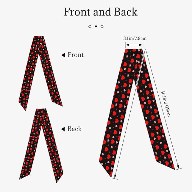 Valentine Red Hearts Bandanas Head Scarf For Women Hair Scarves Accessories Lightweight Fashion Wrap Neck Headscarf