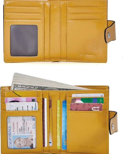 BOSTANTEN Women Leather Wallet RFID Blocking Small Bifold Zipper Pocket Wallet Card Case Purse with ID Window