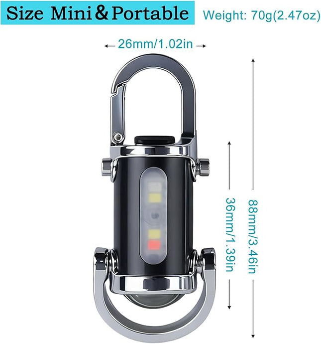 3-in-1 Keychain Flashlight, Rechargeable 500/1200 Lumens EDC Tool with Red/Blue Strobe, Emergency Recharge Your Phone , IPX7 Waterproof, Portable for Outdoor, Camping, Hiking & Survival Gear