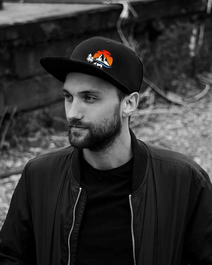 Skull Finger Flat Bill Hats for Men Black Mens Snapback Hat Baseball Cap Fitted Hat Rock N Roll Skeleton Hand Snap Backpack