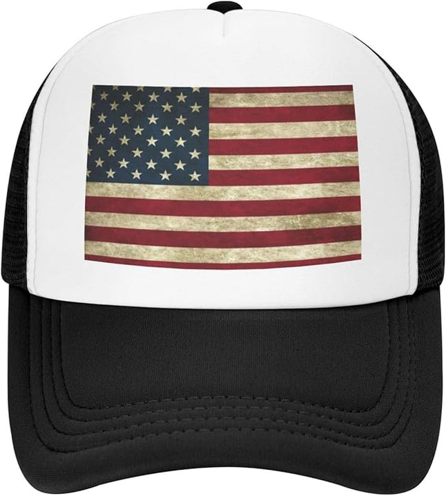 Cute Flag Baseball Cap for Men Women Mesh Trucker Hat Adjustable Patriotic Snapback Baseball Hat for Sports Running