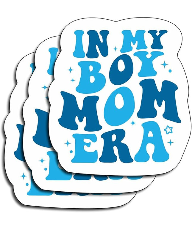 (3Pcs) in My Boy Mom Era Sticker – Waterproof Vinyl Stickers for Moms with Sons – Aesthetic Decals for Laptops, Water Bottles, Journals, Planners, Mother's Day – Mom Life Gifts – Size 3"x2.5"