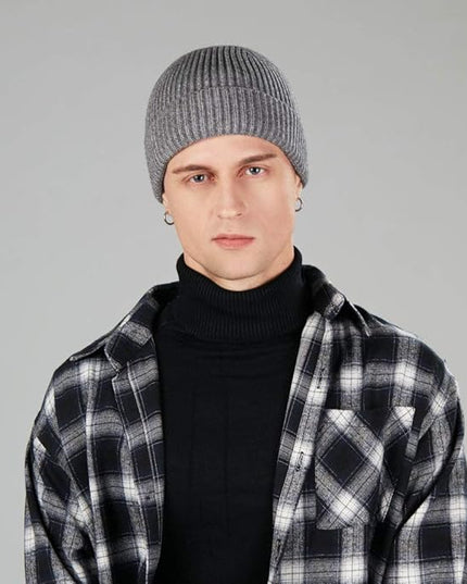 ROYBENS 4 Pack Wool Fisherman Beanies for Men, Knit Short Watch Cap Winter Warm Hats