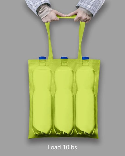TOPDesign 24-Pack Economical 16"x15" Apple Green Cotton Tote Bag, Lightweight Medium Reusable Grocery Shopping Cloth Bags, Suitable for DIY, Advertising, Promotion, Gift, Activity
