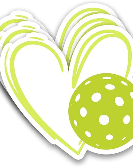 (3Pcs) Pickleball Stickers Waterproof Vinyl Pickleball Heart Decals for Water Bottle, Tumbler, Laptop, Phone Case, Scrapbooking, Team Players, Coach, 3" x 2.8"
