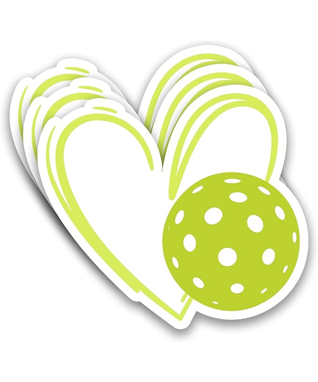 (3Pcs) Pickleball Stickers Waterproof Vinyl Pickleball Heart Decals for Water Bottle, Tumbler, Laptop, Phone Case, Scrapbooking, Team Players, Coach, 3" x 2.8"
