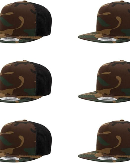 Yupoong 5-Panel YP Classic Trucker Cap | High Profile Flat Visor Snapback | OSFM | Bulk Packs Available