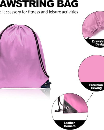 GoodtoU Nylon Backpacks - Drawstring Bags for Sport, Traveling, Team (Pink, 80Pcs)