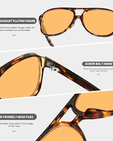 YDAOWKN Retro Aviator Sunglasses for Women Mens Large Frame Classic Vintage 70s Sun Glasses Aviators