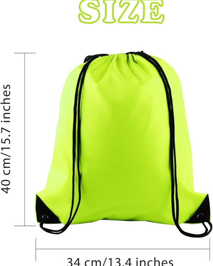 KUUQA 50Pcs Fluorescent green Drawstring Backpack Bulk Drawstring Bags String Bags Storage Bags Gym Backpack for Sport Gym Traveling