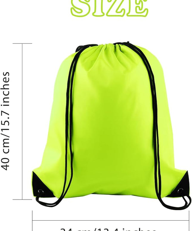 KUUQA 50Pcs Fluorescent green Drawstring Backpack Bulk Drawstring Bags String Bags Storage Bags Gym Backpack for Sport Gym Traveling
