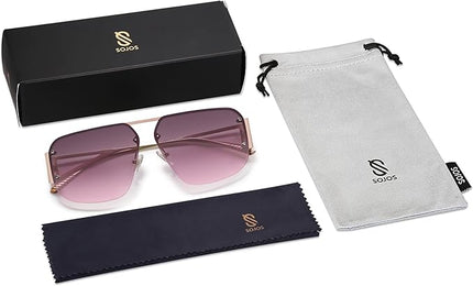 SOJOS Trendy Aviator Sunglasses Mens Womens Retro Metal Rimless Frame Shades Lentes De Sol Para Mujer SJ1192