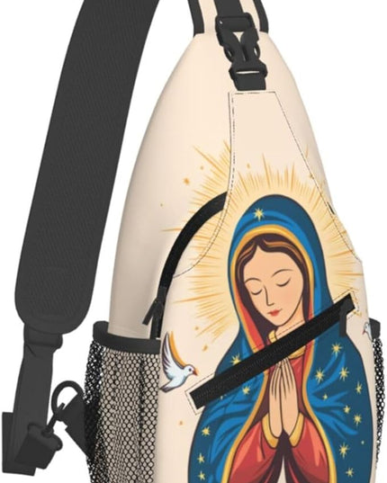 Our Lady of Guadalupe Sling Bag Crossbody Bags Clovers Chest Bag for Travel Hiking for Men Women Virgin Marys 2