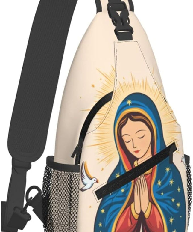 Our Lady of Guadalupe Sling Bag Crossbody Bags Clovers Chest Bag for Travel Hiking for Men Women Virgin Marys 2