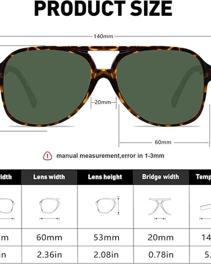 YDAOWKN Retro Aviator Sunglasses for Women Mens Large Frame Classic Vintage 70s Sun Glasses Aviators