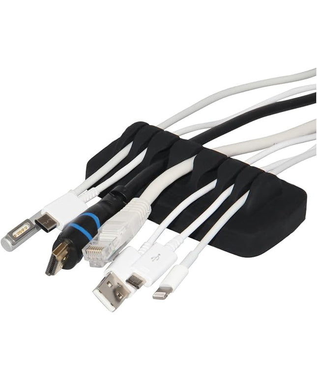 Heaviest Cable Organizer on The Market! Compact and Weighted Desktop Cord Holder and Cable Organizer, Eco-Friendly Silicone, No Bad Smell, Bundled with 4 Reusable Cable Ties! (Black)
