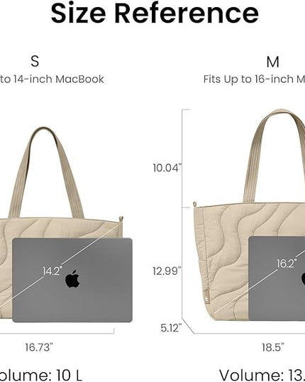 tomtoc 14-inch Puffy Laptop Tote Bag for Women 10L, Lightweight Puffer Work Tote with Padded Device Compartment for 13/14-inch MacBook Laptop, Organized Work Bag for Office, Business, Daily Essentials