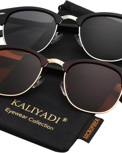 KALIYADI Polarized Sunglasses for Men and Women Semi-Rimless Frame Driving Sun glasses UV Blocking