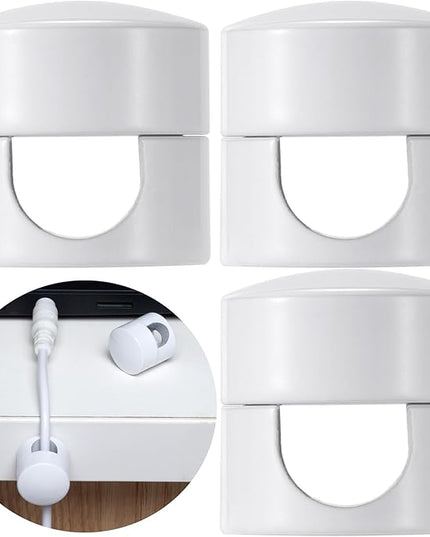 3 Sets Charger Holders for Cords, White Adjustable Cable Anchor Holders, Adhesive Metal Cord Clips, Cable Management Wire Organizers for Desk, Office, Nightstand
