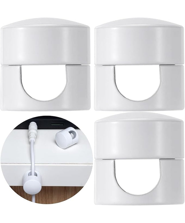 3 Sets Charger Holders for Cords, White Adjustable Cable Anchor Holders, Adhesive Metal Cord Clips, Cable Management Wire Organizers for Desk, Office, Nightstand
