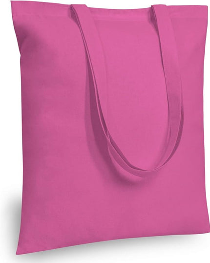 TOPDesign 6-Pack Economical 16"x15" Pink Cotton Tote Bag, Lightweight Medium Reusable Grocery Shopping Cloth Bags, Suitable for DIY, Advertising, Promotion, Gift, Activity