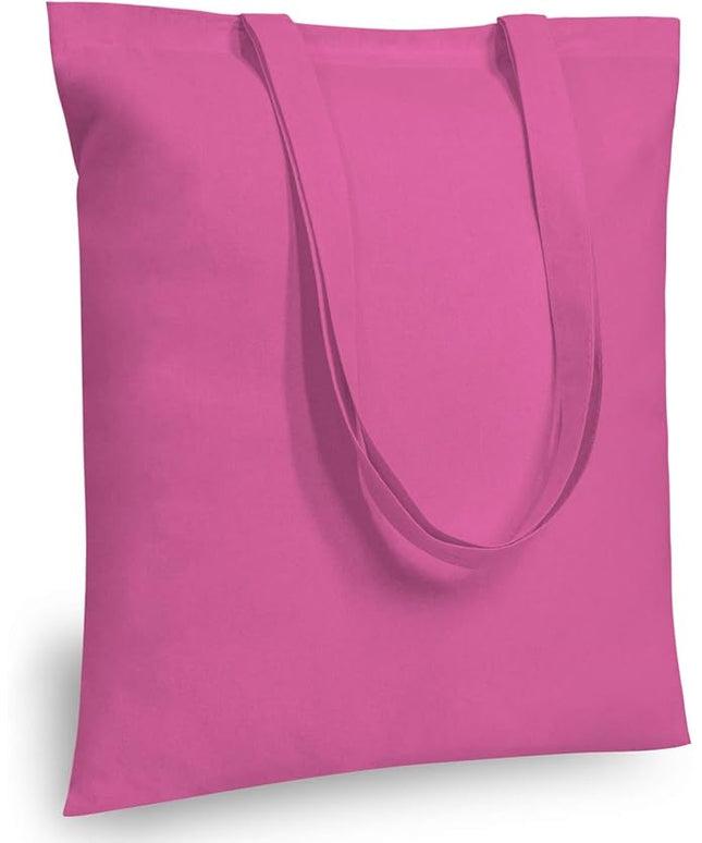 TOPDesign 24-Pack Economical 16"x15" Pink Cotton Tote Bag, Lightweight Medium Reusable Grocery Shopping Cloth Bags, Suitable for DIY, Advertising, Promotion, Gift, Activity