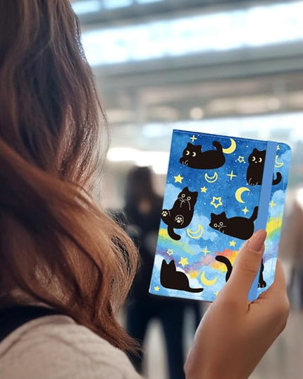 Cut Cat Passport Holder Sky Passport Cover for Travel PU Leather Passport Case with Credit Card Slots for Women Men Business Tourism