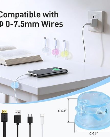 AGPTEK 8 Pack Magnetic Cable Clips, Upgraded 360° Rotatable Cord Holder Clips for Nightstand, Desk Cord Organizer Adhesive Wire Management Home Office Phone Charging Cords USB Cable Keeper (Colorful)