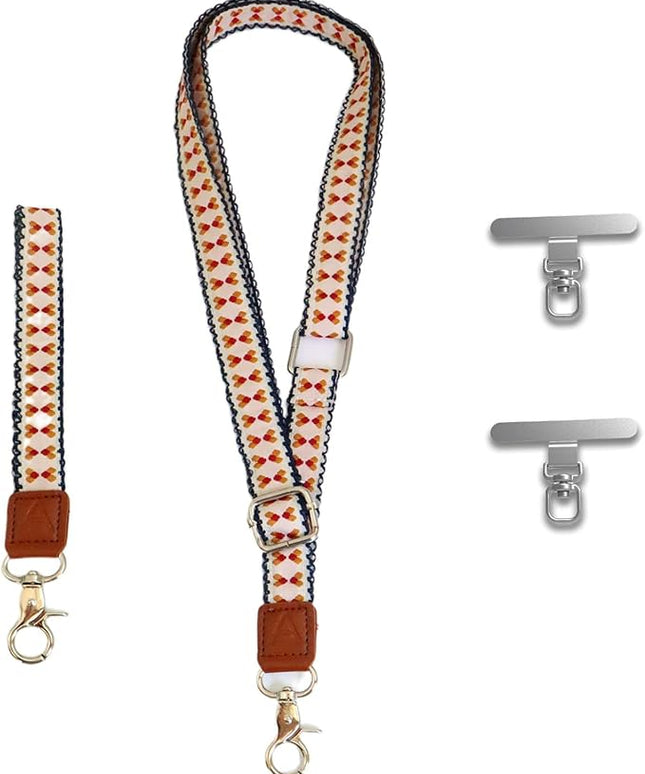 LEMEDE Wrist Keychain and Adjustable Phone Lanyard, Silver Hook Phone Crossbody Strap with 360° Rotating Phone Pads