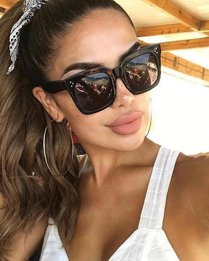 Vintage Women Oversized Sunglasses Designer Luxury Square Sun Glasses UV400 Protection Flat Lens