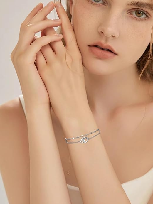 Dorunmo 925 Sterling Silver Infinity Heart Cross Circle Evil Eye Anklet Bracelets for Women Mother's Day Jewelry for Wife Girlfriend Mom Her