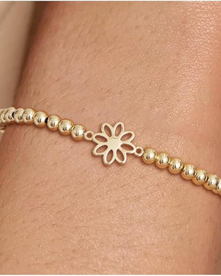 Gold Bracelets for Women 14K Gold Beaded Bracelets Stackable Bracelets for Women Gold Charm Bracelet Non Tarnish Gold Jewelry for Women Trendy