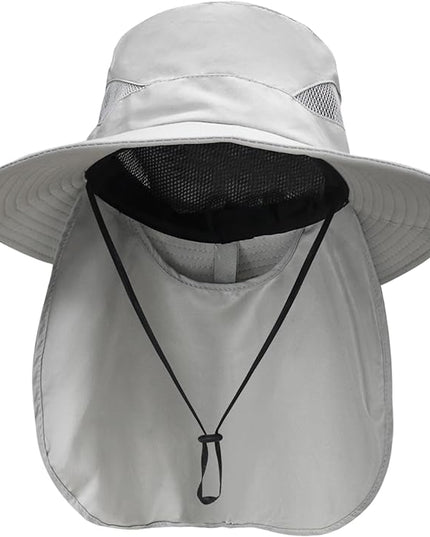 NPQQUAN Sun Hats for Men Women with Neck Flap UPF 50+ UV Protection Wide Brim Bucket Hat Safari Hiking Fishing Hats
