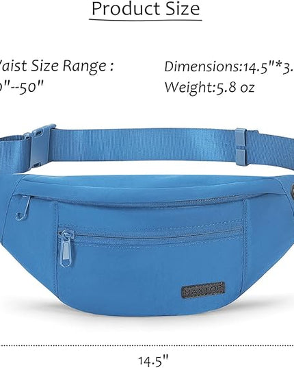 MAXTOP Large Crossbody Fanny Pack with 4-Zipper Pockets,Gifts for Enjoy Sports Festival Workout Traveling Running Casual Hands-Free Wallets Waist Pack Phone Bag Carrying All Phones