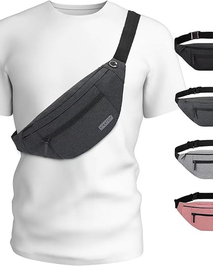 MAXTOP Large Crossbody Fanny Pack with 4-Zipper Pockets,Gifts for Enjoy Sports Festival Workout Traveling Running Casual Hands-Free Wallets Waist Pack Phone Bag Carrying All Phones